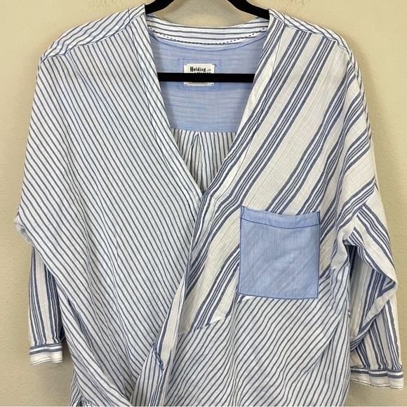 Anthropologie Holding Horses Striped Faux Wrap Western Coastal Tunic Top Size M - Picture 8 of 11
